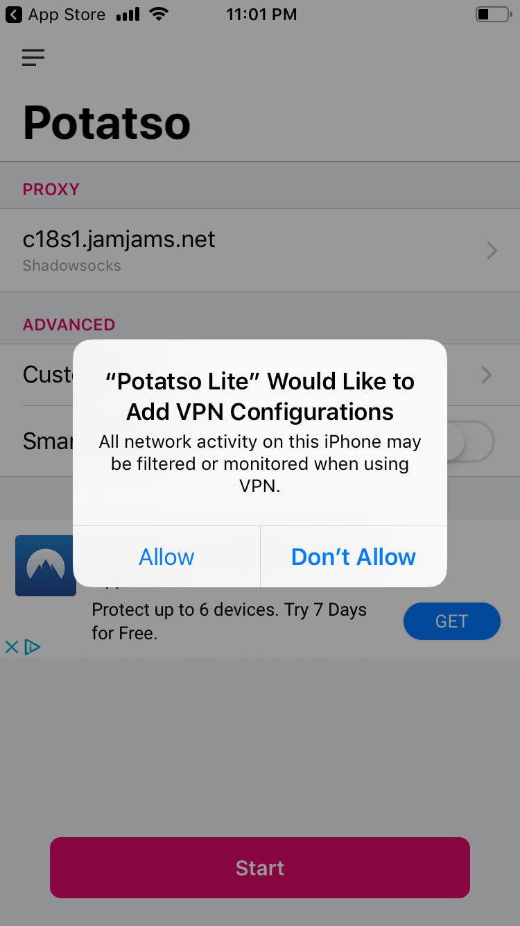 允许 VPN 配置